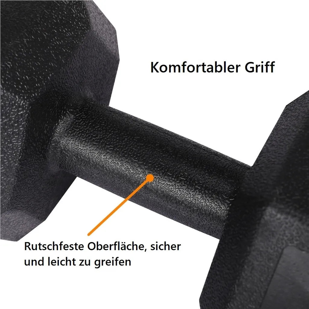 Ensemble d'haltères hexagonaux Yaheetech 2 x 4 kg - Noir - Haltères en PVC antidérapants pour la musculation