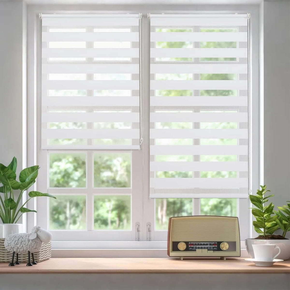 Store enrouleur Sekey Duo sans perçage - 45 x 150 cm - Réglage de la luminosité - Revêtement thermoprotecteur - Blanc