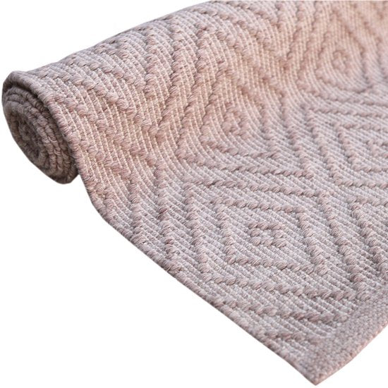 Tapis d'extérieur AXI Bali – Rectangulaire – 140 x 200 cm – Rose – Motif géométrique – Tapis d'extérieur – Résistant aux intempéries et aux UV – Tissage à plat – Tapis de jardin – Pour l'intérieur et l'extérieur
