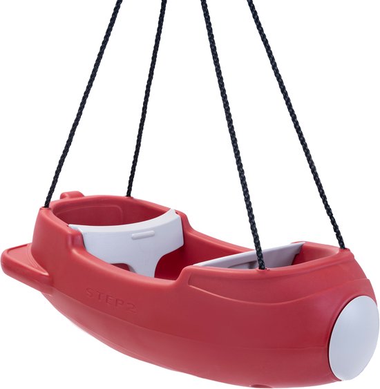 Step2 Rocket Swing for Two Rouge - Balançoire fusée pour deux personnes - Ceintures de sécurité réglables - Facile à monter et à descendre - Plastique résistant