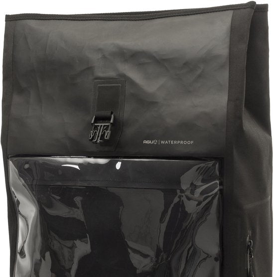 AGU Shelter - Sac à dos de coursier - Sac à dos pour coursier à vélo - 40 L - 100 % imperméable - Bandes réfléchissantes 3M - Compartiment pour ordinateur portable 14 pouces - Noir