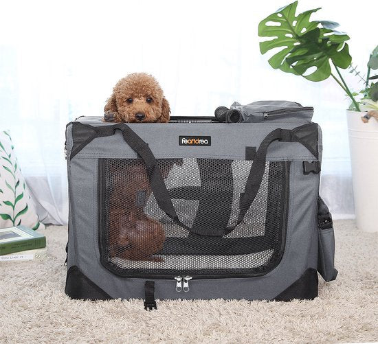 Feandrea - cage de transport - cage de voyage - 60 x 42 x 42 cm - pour chiens - pliable - tissu Oxford - gris