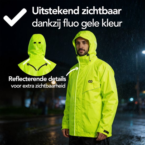 Infinity Goods Combinaison de pluie Nikki - Femme et Homme - Taille M - Imperméable et respirante - Réfléchissante - Jaune fluo