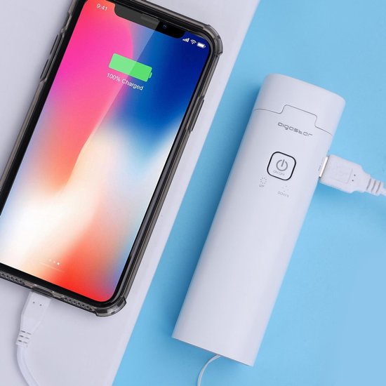 Aigostar Ivory - Lampe de bureau LED - Intensité réglable - Chargeur USB - 3 niveaux de luminosité - Pliable - Avec support pour téléphone - Blanc