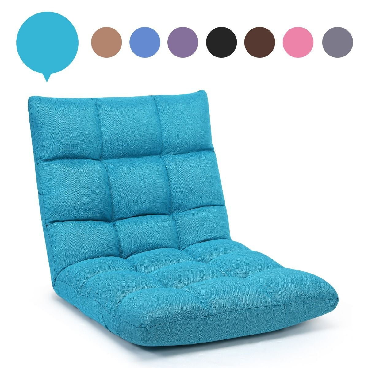 Chaise de sol Coast avec chaise longue arrière en corail 105 x 56 x 15 cm turquoise