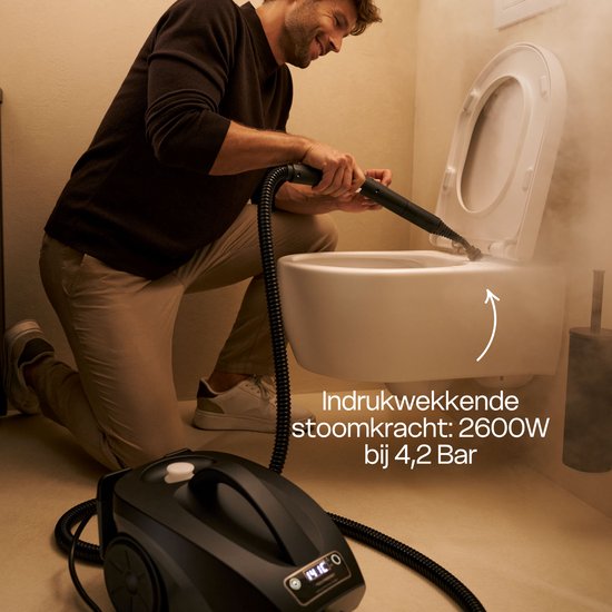 Techweise TS3 - Nettoyeur vapeur - Appareil de nettoyage - 2 600 W, pression de vapeur de 4,2 bars - Vapeur humide et sèche - Pour les sols, la salle de bains, la voiture et bien plus encore - Câble de 5 m - Prêt à l'emploi en moins d'une minute