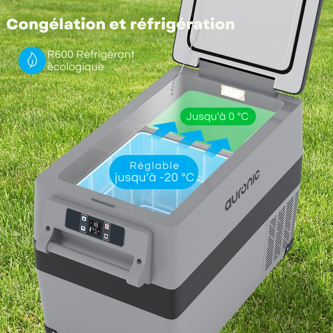 Glacière électrique à compresseur Auronic - Glacière - 40,5 L - 12 V et 240 V - Gris