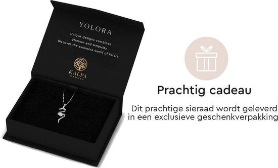 Yolora Collier femme avec pendentif - Cristal Kalpa Camaka - Argent - Plaqué or blanc 18K