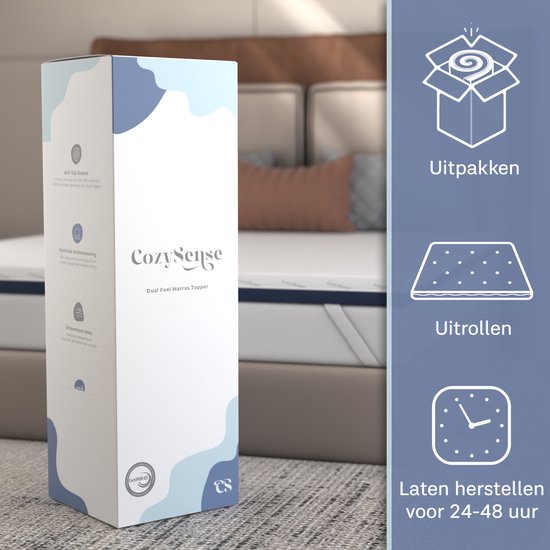 Surmatelas CozySense® DualFeel 180 x 200 - Surmatelas - Surmatelas de confort - Avec un côté frais et un côté chaud - CertiPUR® - Dureté moyenne - 7,5 cm - Housse lavable