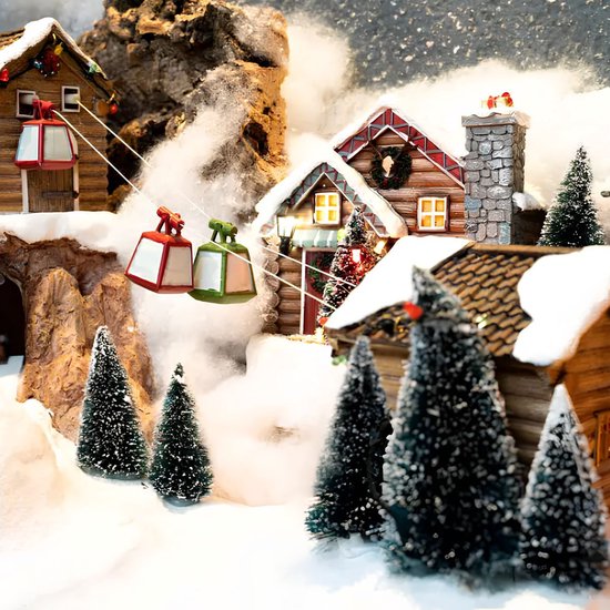 Luville Village de Noël miniature - Lot de 21 sapins en poils - Décorations de Noël d'intérieur - Décorations de Noël pour village de Noël - Hauteurs variées jusqu'à H22 x Ø8 cm - Vert