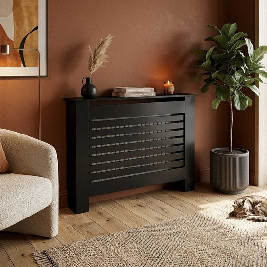 VDD - Habillage de radiateur - Décoration de chauffage - Noir - 111,5 x 19 x 82 cm