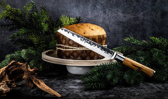 Couteau à pain forgé en bois d'olivier 20cm - En bois d'olivier - Dans une boîte cadeau en bois