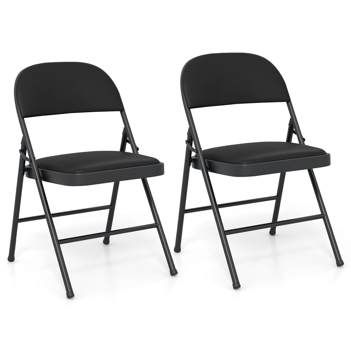 Ensemble de 2 chaises pliantes Coast - structure en métal - revêtement en simili cuir - noir