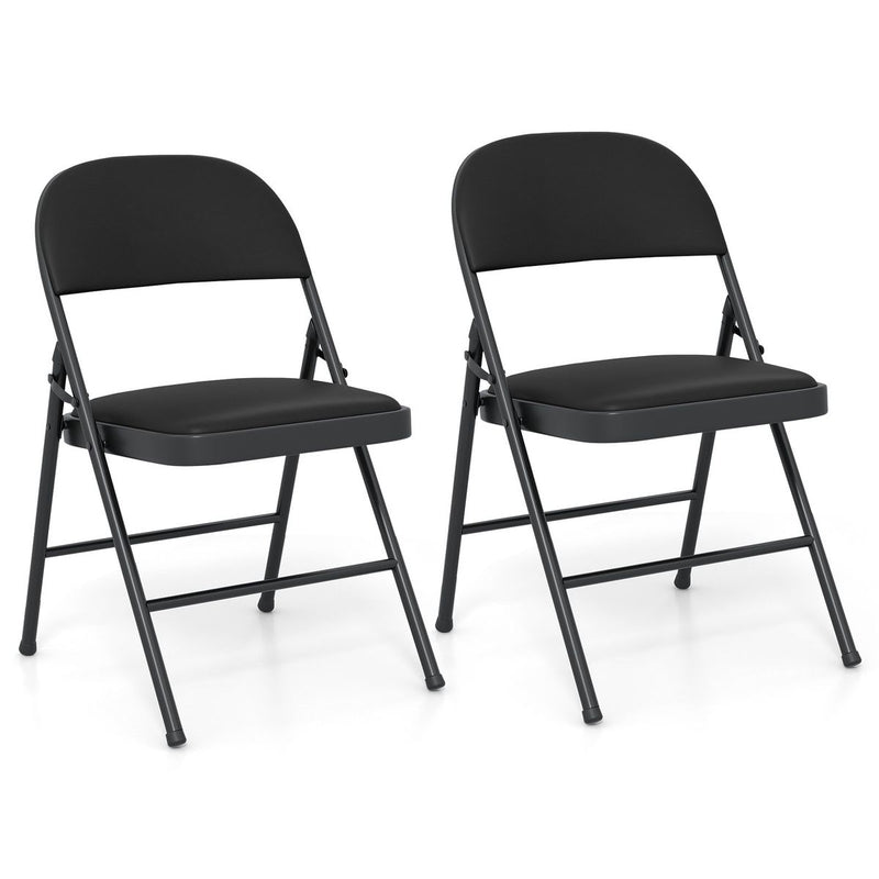 Ensemble de 2 chaises pliantes Coast - structure en métal - revêtement en simili cuir - noir