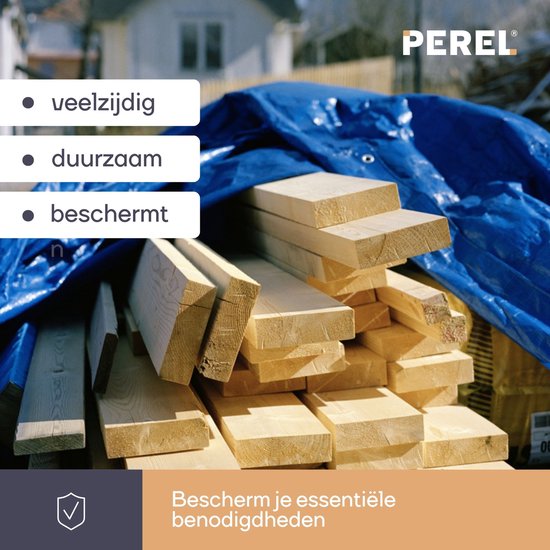 Bâche Perel, résistante, 10 œillets, coins renforcés, rectangulaire, bleu/vert, 110 g/m², 2 x 3 m