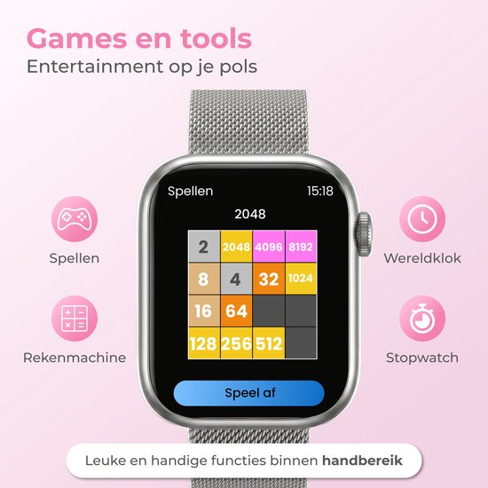 Montre connectée Nuvance pour femme - Montre connectée pour homme - Montre podomètre pour femme - Cardiofréquencemètre - Montre de sport - Compatible iOS/Android - Écran AMOLED - 5 bracelets inclus - Argent