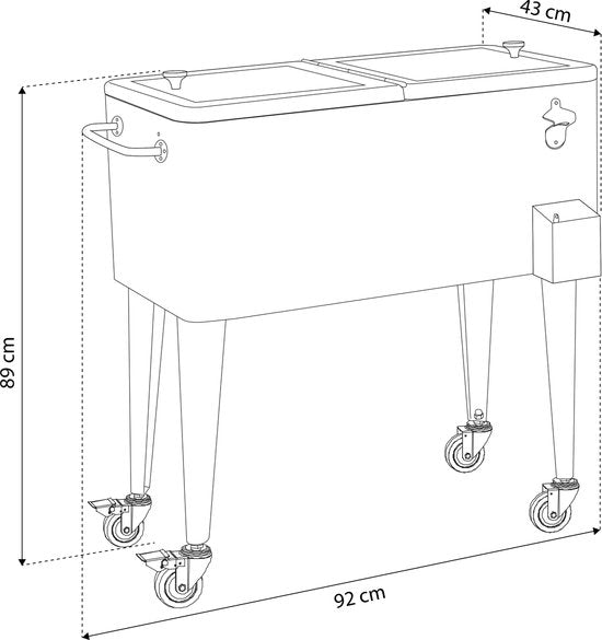 AXI Retro Cooler Vert - Glacière avec couvercle amovible et décapsuleur - Avec 2 roues et un frein - Capacité de 76 L