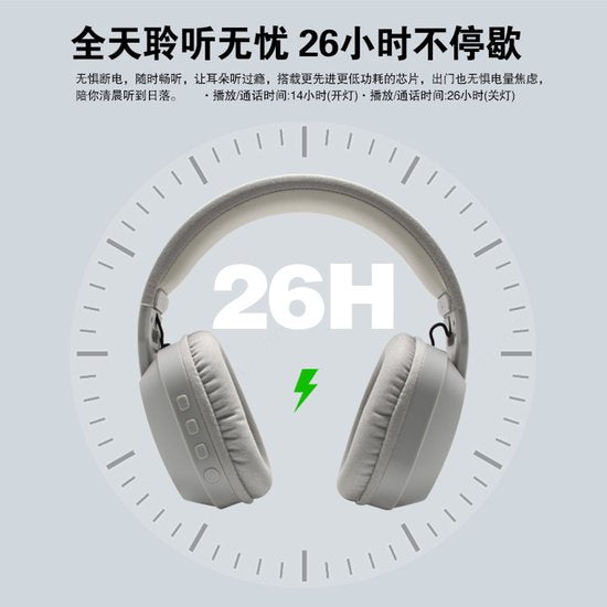 Casque de jeu sans fil Ntech B500 avec micro - Bluetooth 5.4 et 2,4 GHz - RGB - Blanc
