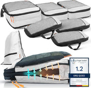 LOONARA Set de 7 cubes de voyage - avec compression pour la valise et le sac à dos, sac de rangement inclus, Alpine Slate - Grey