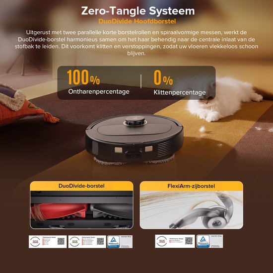 Roborock Qrevo S5V - Robot aspirateur avec station d'accueil - Puissance d'aspiration de 12 000 Pa - FlexiArm - Fonction de lavage - Évitement réactif des obstacles - Double fonction anti-enchevêtrement - Séchage à l'air chaud - Évitement des obstacles et