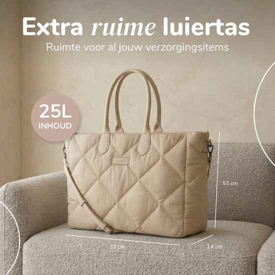 Sac à langer Mommsy – Sac à langer – Mom Bag – Compartiment isotherme – Tissu matelassé – Mommy Bag – Très spacieux – Hydrofuge – Organiseur – Léger – Beige