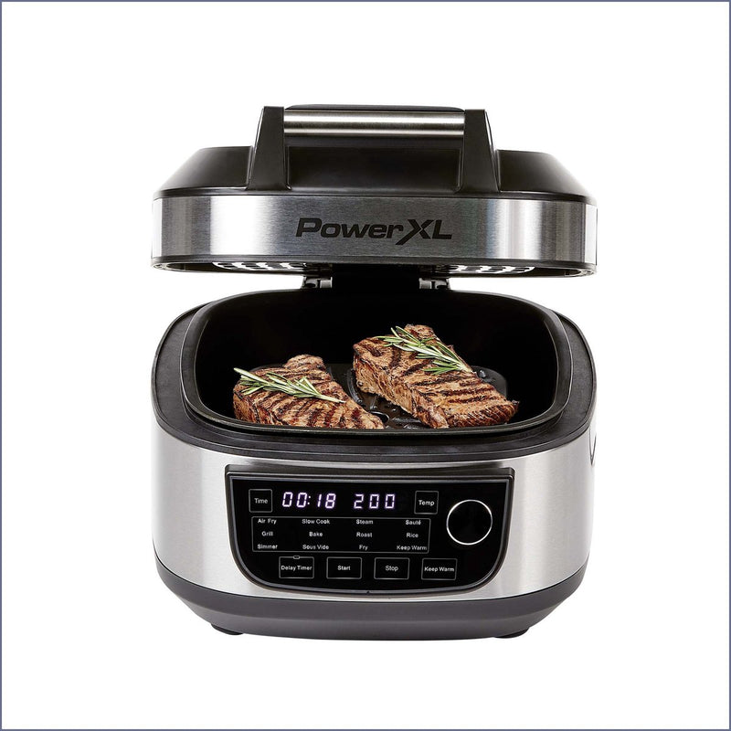 Multicuiseur Power XL 12-en-1 avec friteuse à air chaud et grill - 5,7 litres - 43,6 × 34,2 × 29,7 cm - Argent/noir