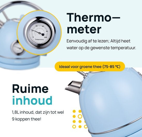 MOA Retro Kettle - Bleu pastel - Électrique - acier inoxydable - EK4TBL