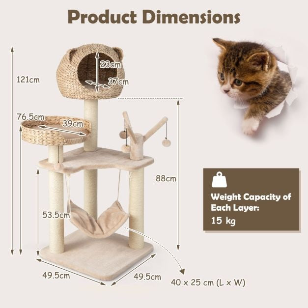 Coast griffoir - Arbre à chat - Panier à chat - Hauteur 121 cm