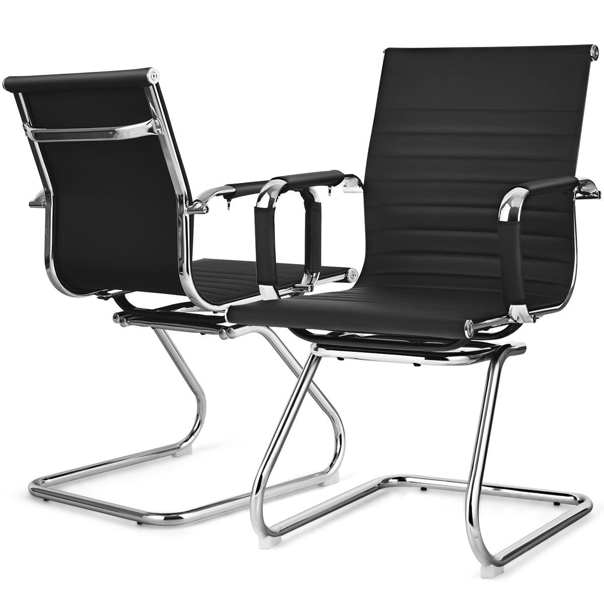 Coast Set de 2 chaises de bureau - Cuir PU - Max. 120 kg - Noir