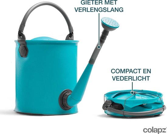 Seau et arrosoir pliables Colapz 9 L - Jerrican avec robinet de 7 à 9 litres - Seau avec couvercle hermétique - Bleu - Sans BPA - 27 x 22 x 22 cm - Camping en caravane et en camping-car en 2025