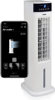 Climatiseur Princess Smart avec application et télécommande – Climatiseur sans tuyau – Réservoir d'eau de 3,5 L – Ventilateur oscillant avec fonction rafraîchissante – Rafraîchisseur d'air portable pour chambre, salon, bureau – Blanc – Économe en énergie