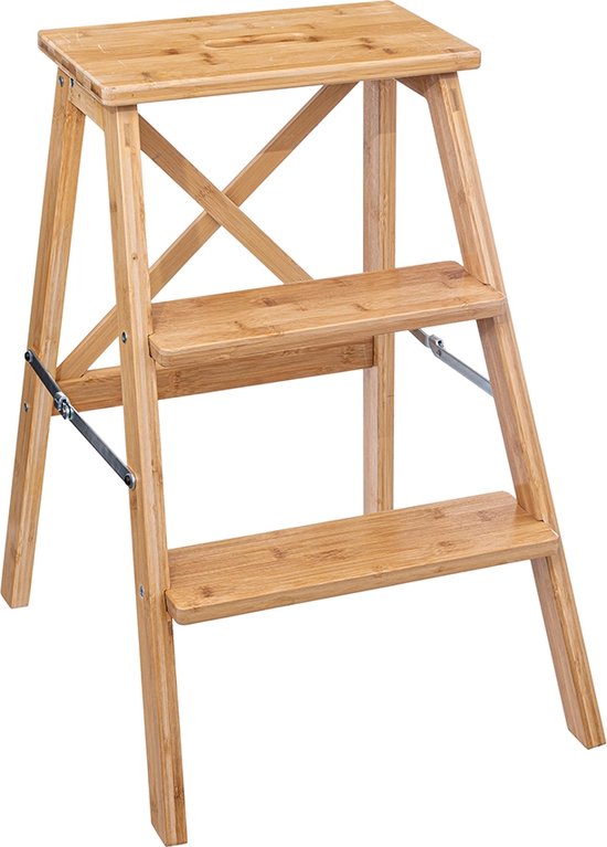5Five Petit escabeau / Tabouret / Marchepied en bambou - 3 marches