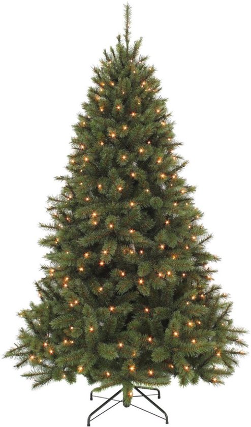Arbre artificiel Triumph Tree Bristlecone - Sapin de Noël avec 144 guirlandes LED blanc chaud - Décoration de Noël d'intérieur - Structure à charnières pour un montage rapide - H 155 x Ø 99 cm - Vert