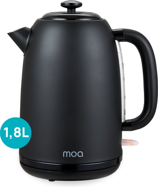 MOA Kettle 1,8 Liter - Bouilloire électrique - Avec filtre anti-calcaire et antidérapant - 2200W - Noir
