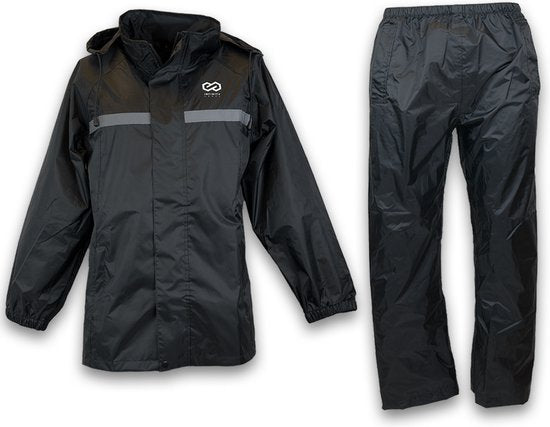 Infinity Goods Combinaison de pluie - Femmes et hommes - Taille S - Imperméable et respirant - Réfléchissant - Noir