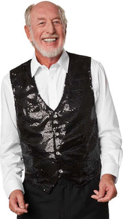 dressforfun - Gilet à paillettes pour homme, noir, taille XL - déguisements, costumes d'Halloween, tenues de fête, tenues de carnaval, vêtements de carnaval, tenues de soirée - 303974