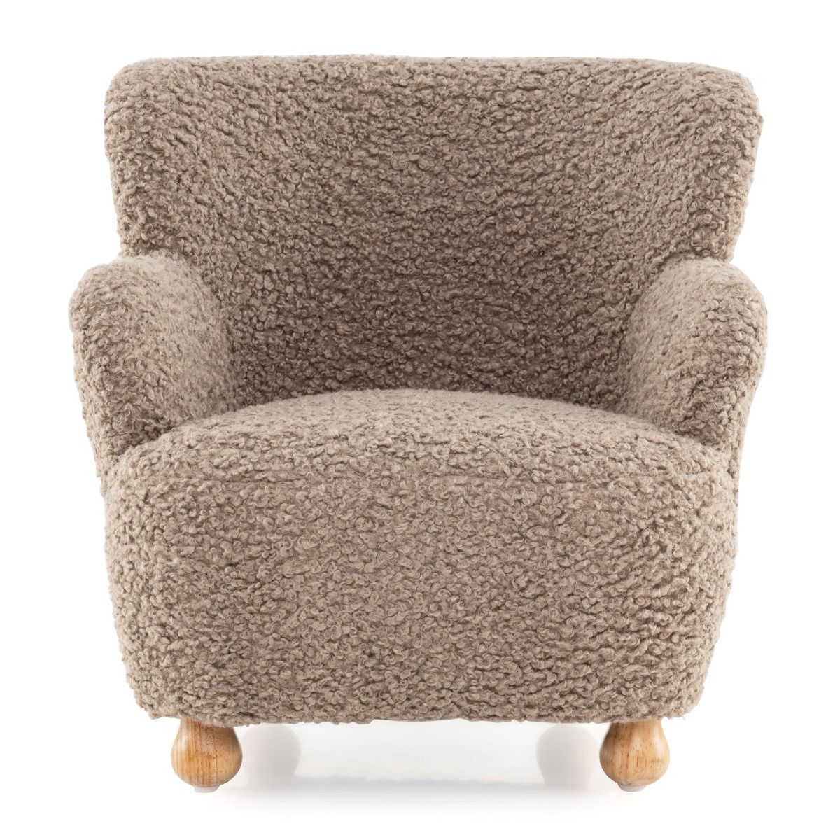 Fauteuil pour enfant Coast avec dossier - pieds en bois - chaise rembourrée pour enfant - marron clair
