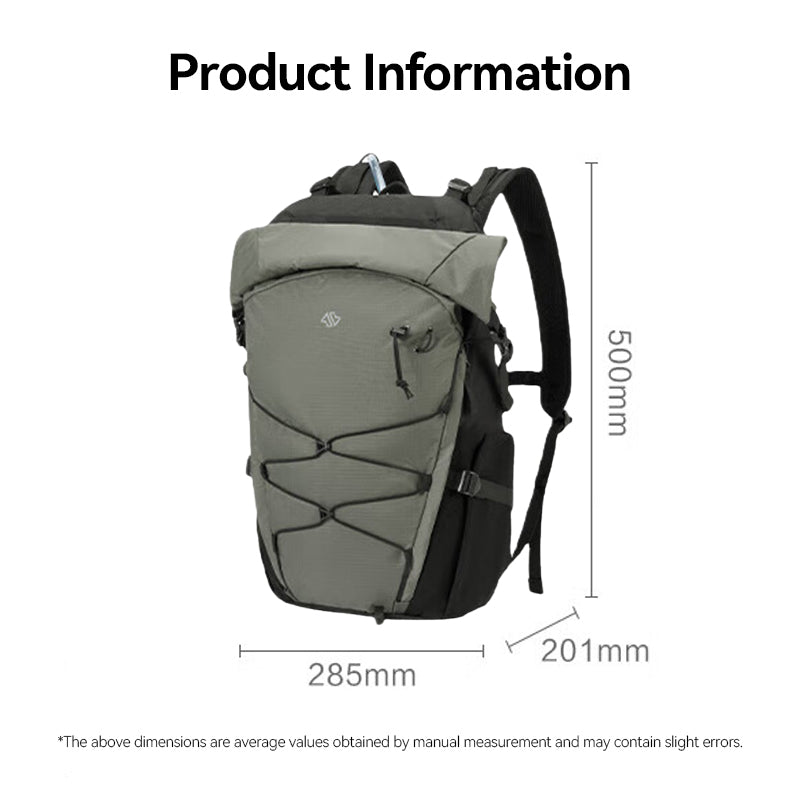 J.ZAO ochama × J.ZAO, sac à dos de randonnée de la gamme sportive pour une utilisation en extérieur, 25 l, soutien dorsal respirant, vert nuageux