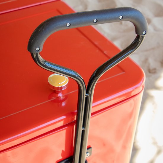 Glacière AXI Bolderwagen en rouge - Chariot de plage - Glacière à roulettes - Capacité de 76 L - Glacière avec robinet de vidange