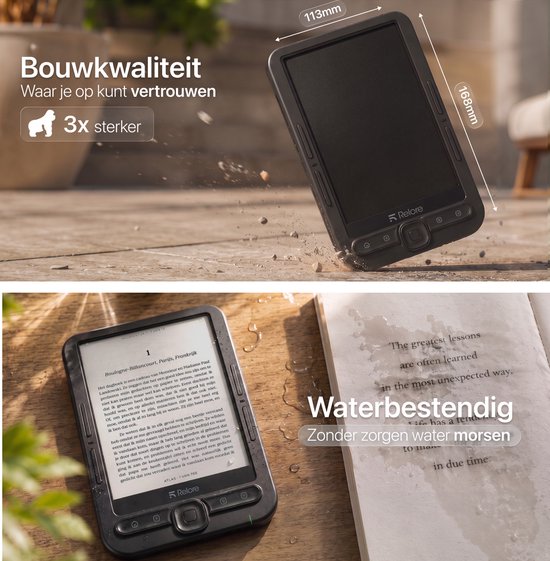 Liseuse Relore à écran tactile de 6 pouces - Capacité de stockage de plus de 1 000 livres électroniques - Remplace les liseuses Kobo Clara, Kindle et Pocketbook - Étui inclus