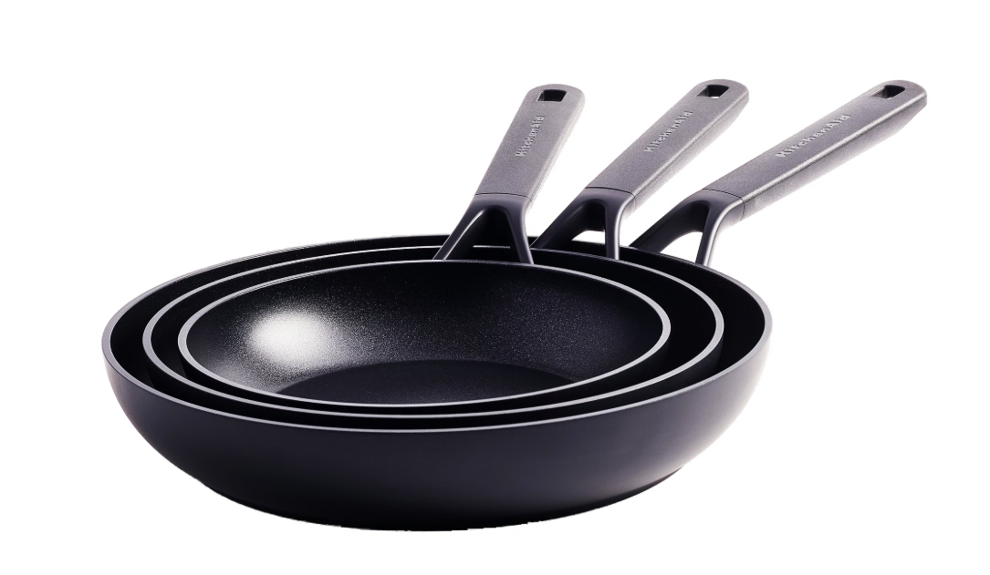 Lot de 3 poêles KitchenAid Classic Forged de 20, 24 et 28 cm – Noir – Aluminium anodisé