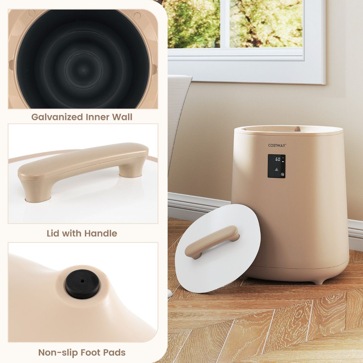 Sèche-serviettes Coast - Capacité de 18 litres - Écran LED - Marron café
