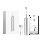Brosse à dents électrique Laifen Wave - Oscillante et sonique tout en un - 3 embouts - Étanche IPX7 - Aluminium blanc