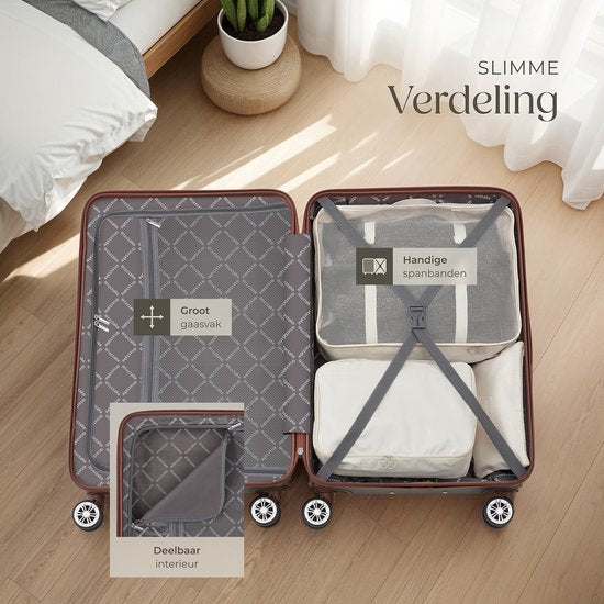 tectake® Set de valises - Set de voyage 13 pièces - Valises - Set de valises - Set de bagages Comprend une valise à main, une valise spacieuse, une trousse de voyage, une trousse de toilette, une trousse d'accessoires - Trolley avec serrure TSA - Anthraci