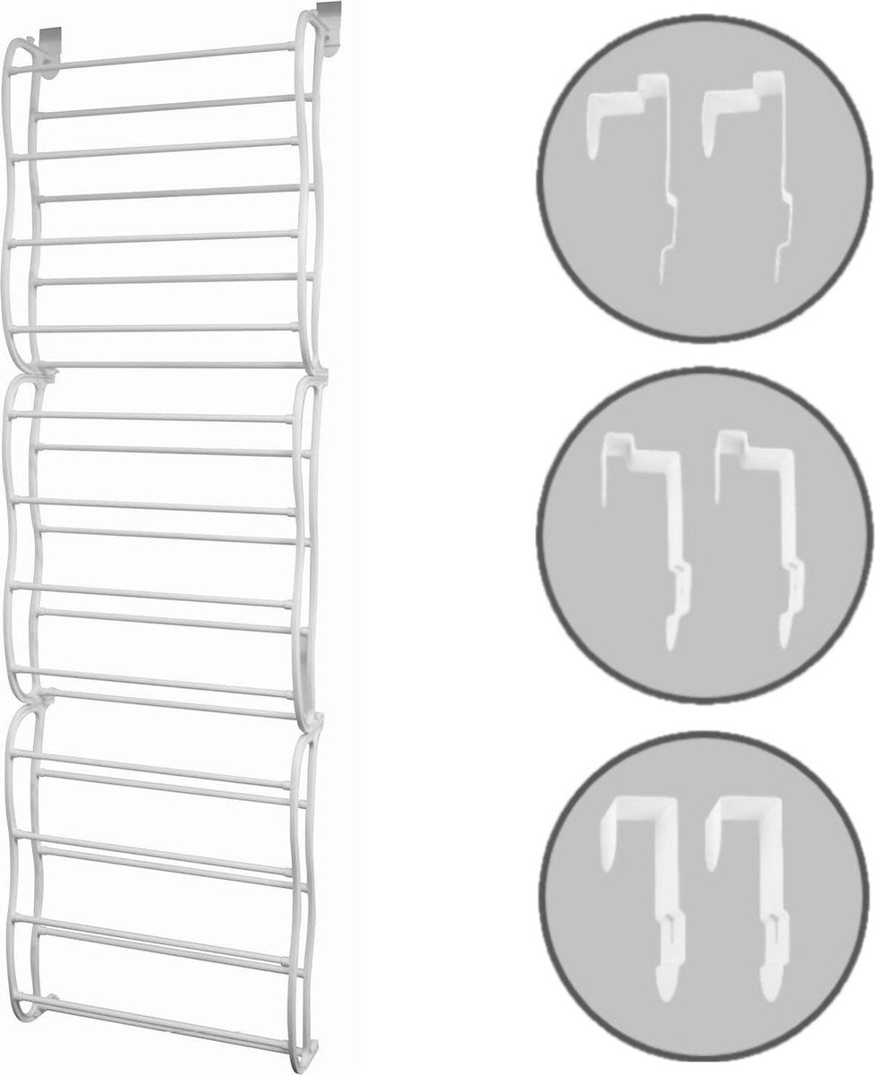 Organiseur à Chaussures Suspendu pour Porte – Extensible 182 cm, Gain de Place – Blanc | O'DADDY®