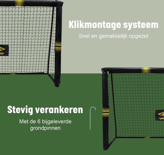 But de football Umbro - But de football 240 x 160 x 85 cm - But de football grand - Jouets d'extérieur pour enfants et adultes - Montage rapide - But d'entraînement de football - Métal - Noir/ Jaune