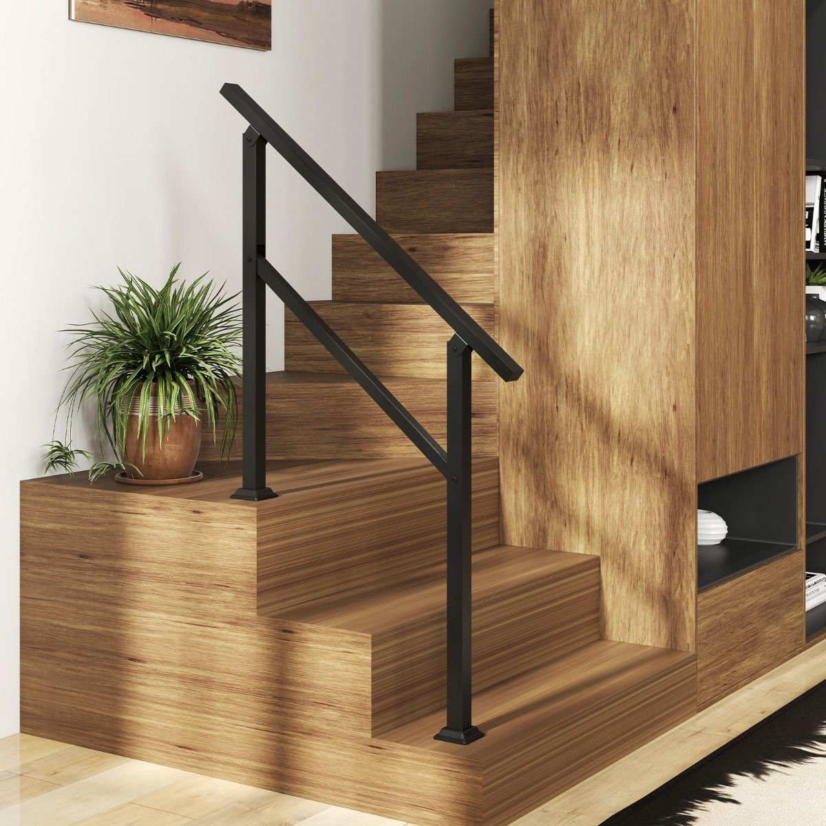 Rampe d'escalier en métal Coast pour l'extérieur - Angle réglable à 44° - Capacité de charge de 150 kg - Noir