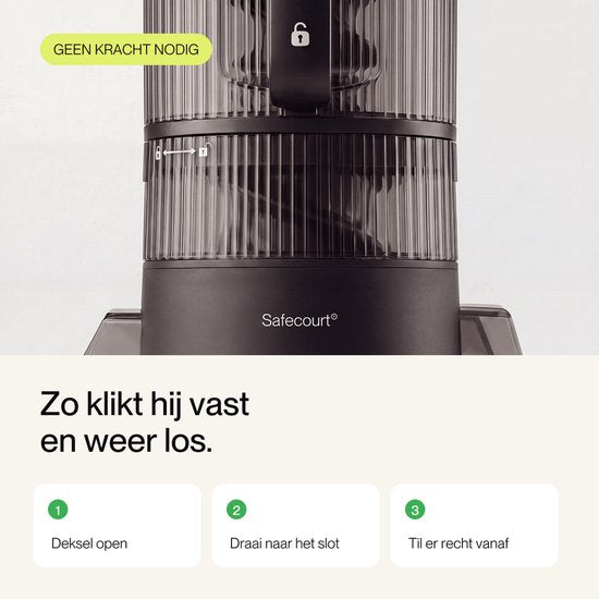 Safecourt Kitchen Slow Juicer XXL - moteur puissant [pré-coupe et technologie de pressage à froid] - nettoyage facile - sans BPA - centrifugeuse à jus noire
