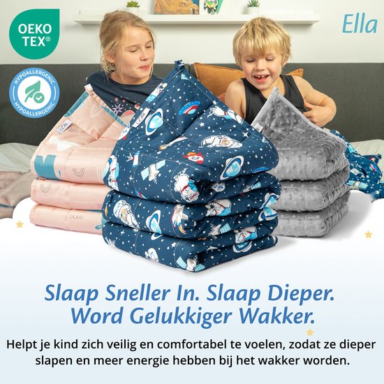 Couverture pondérée Ella Enfant 2.4kg - Couverture pondérée en coton OEKO-TEX 90 x 120cm - Couverture pondérée à pois
