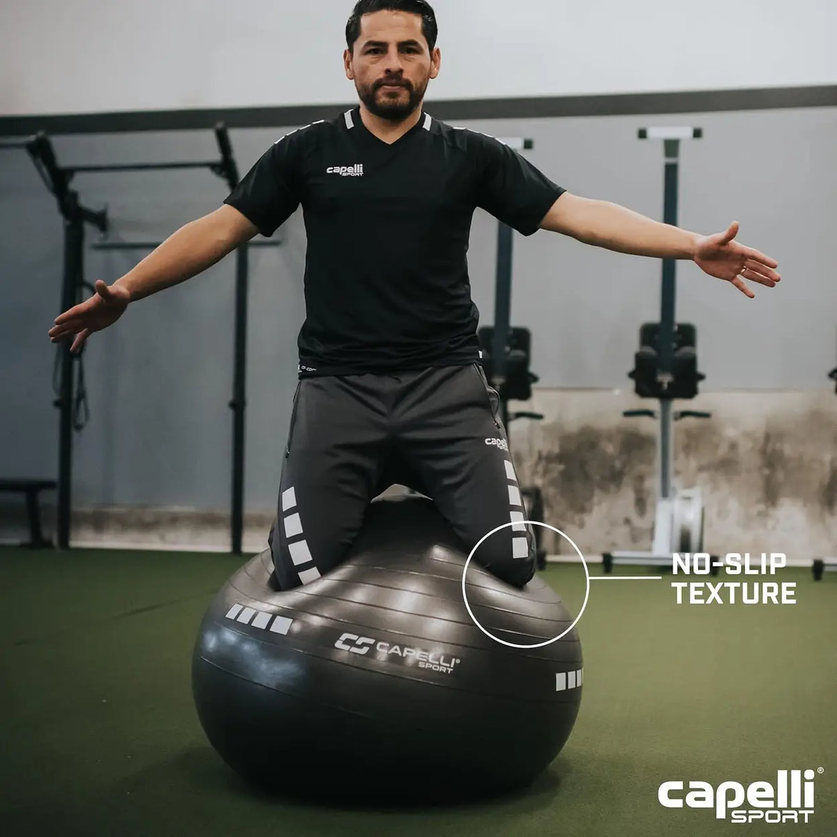 Ballon de fitness Capelli Sport 75 cm – Anti-éclatement et antidérapant – Jusqu'à 150 kg – Pour le yoga et le renforcement musculaire